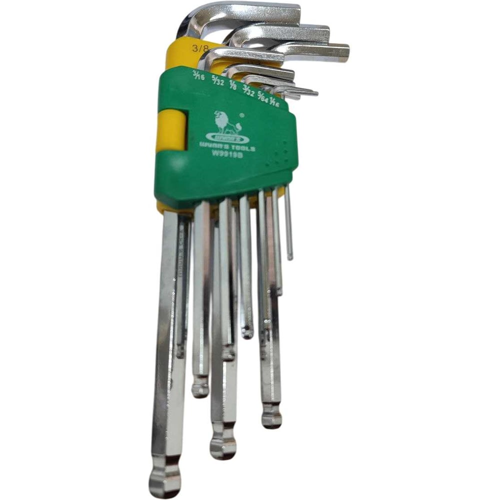Изображение товара Набор шестигранных ключей WYNNS удлинённый 9 шт 1/16-3/8 дюймов CrV хромванадий
