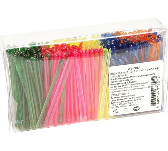 Изображение товара Декоративные пики из пластика AVIORA БУЛАВА 400 шт. в ПВХ-упаковке 401-497