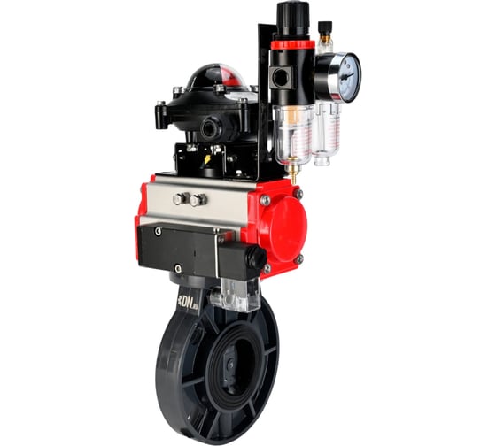 Изображение товара Затвор DN.ru НПВХ-НПВХ-E-2W-Fb-ISO Дн200 Ру10 пневмопривод, пневмораспр., БКВ, БПВ D050-83784