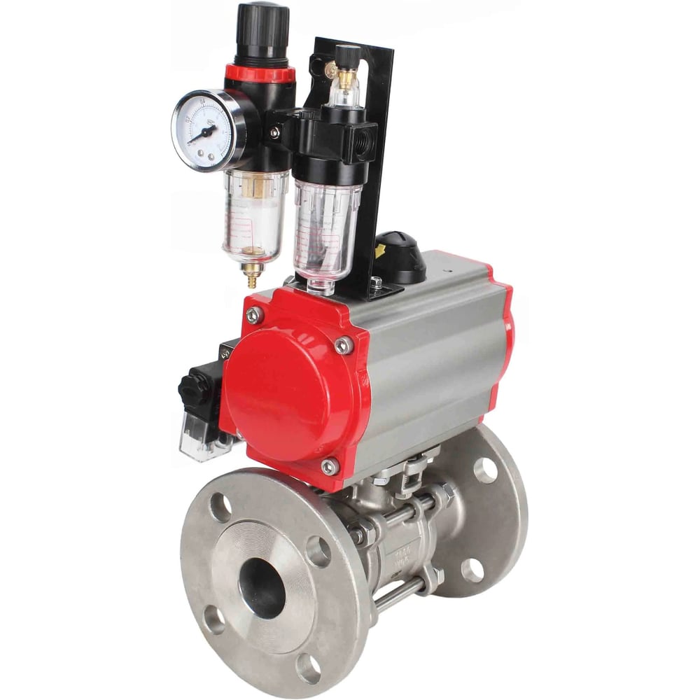 Изображение товара Кран шаровой DN.ru КШФПТ 304.180 Ду15 Ру40 пневмопривод фланцевый