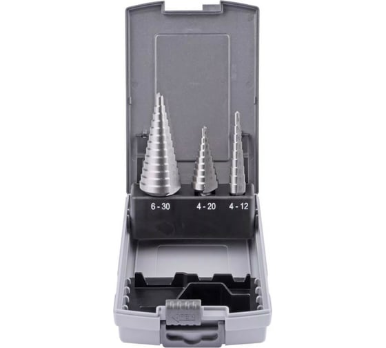 Изображение товара Набор ступенчатых сверл (3 шт; 4-12 мм; 4-20 мм; 6-30 мм; HSS-E) GSR B04010030