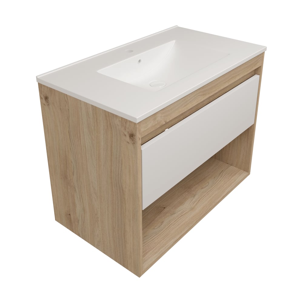 Изображение товара Тумба подвесная для ванной Teymi 80 см Vitra корпус дуб без фасада T60405 ЦБ-00272669