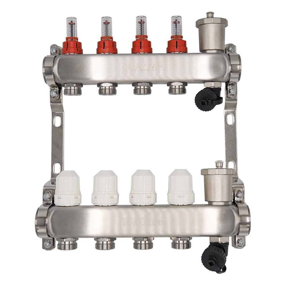 Изображение товара Коллекторный блок RVC ТП нержавеющая сталь, 1 (DN25)4 x 3/4 (евроконус), с расходомерами 18801