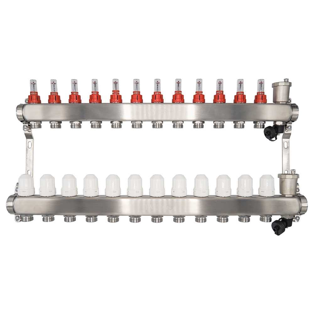 Изображение товара Коллекторный блок RVC ТП нержавеющая сталь, 1 (DN25)12 x 3/4 (евроконус), с расходомерами 18809