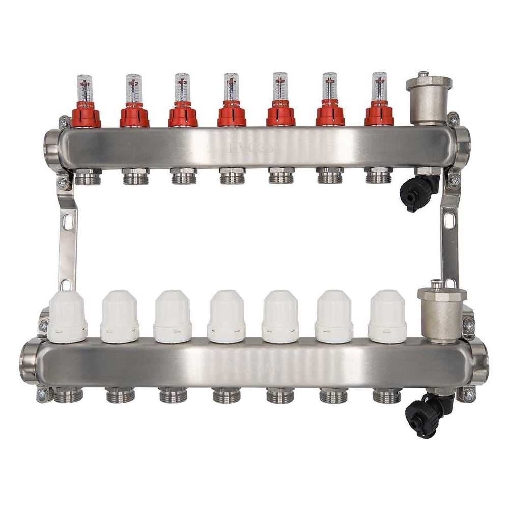 Изображение товара Коллекторный блок RVC ТП нержавеющая сталь, 1 (DN25)7 x 3/4 (евроконус), с расходомерами 18804