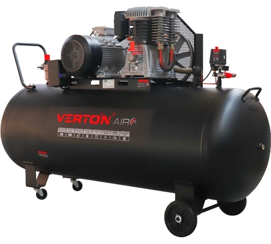 Изображение товара Компрессор ременной VERTON Air AC-500/1120R, 380/50 В/Гц, масл ремен, 1120л/мин, V500л, мощность5.5 кВт, макс давление12.5 бар, двиг, Медь, двухступ.голов 01.14017.25122