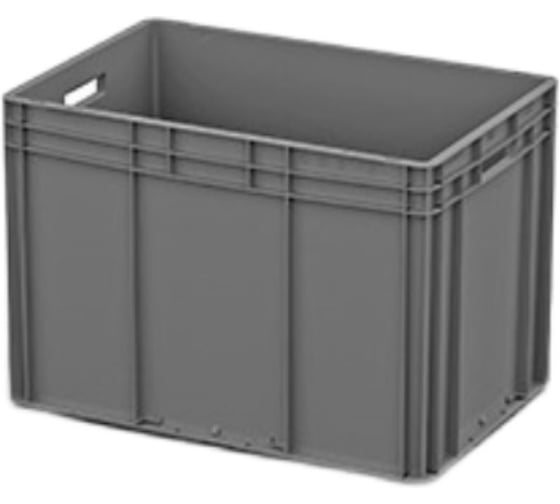 Изображение товара Пластиковый ящик Дигрус (евроконтейнер) 600х400х420 серый  с усиленным дном открытые ручки EC6442.3-ЯС/Д