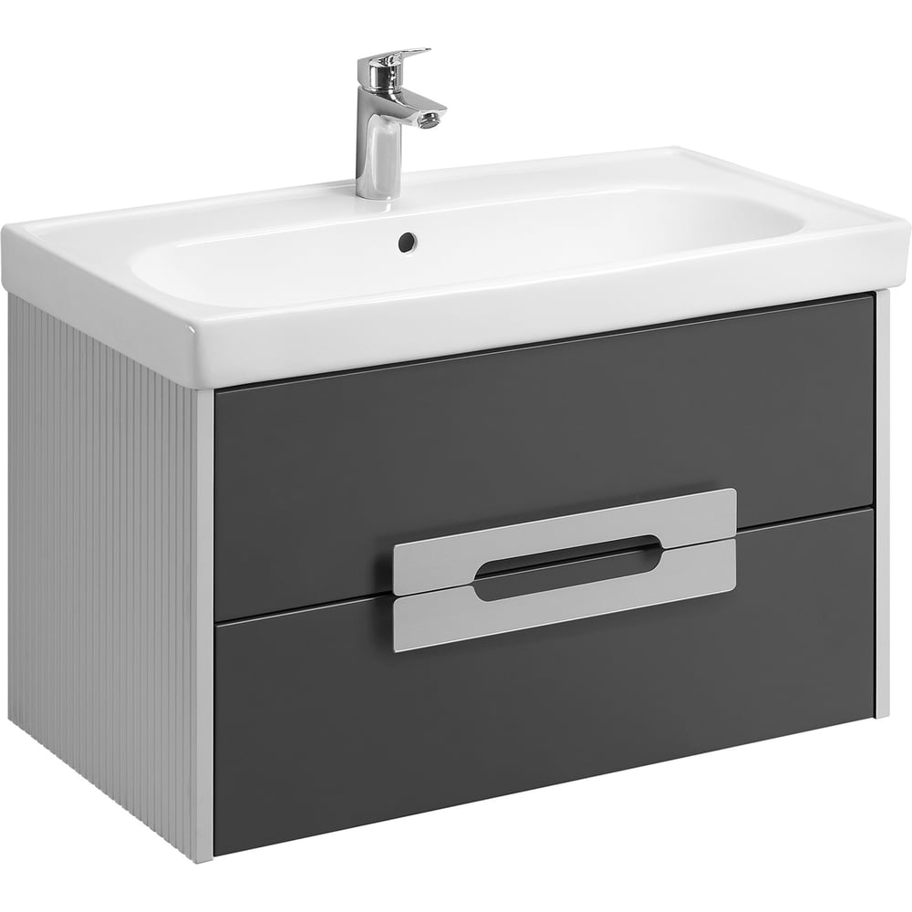 Изображение товара Тумба под раковину AQUATON Ар-Деко 65 2 ящика серый кобальт