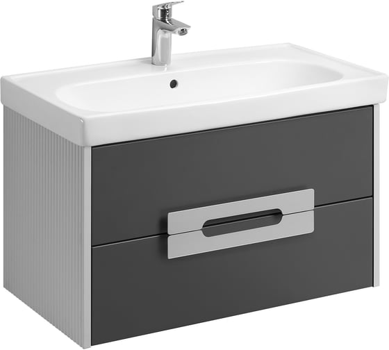 Изображение товара Тумба под раковину AQUATON Ар-Деко 65 2 ящика, серый кобальт 1A291401DD8D0