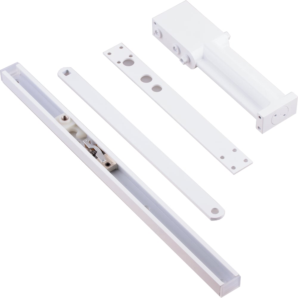 Изображение товара Доводчик дверной врезной Стройбат со скользящей тягой белый 1 шт