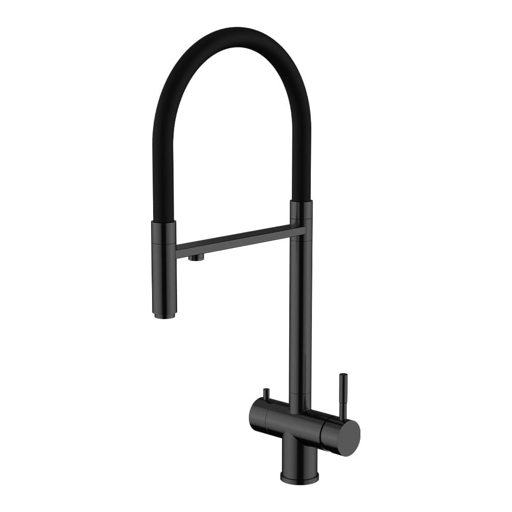 Изображение товара Смеситель для кухни Knotlor с подключением фильтра черный SS-16/BL современный