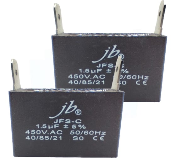 Изображение товара Конденсатор пусковой JB Capacitors (2шт.) 1.5мкФ, 450В, 36х12х22, JFS-C (CBB61) (клеммы), JFSCA6155J000000B-166 (2)