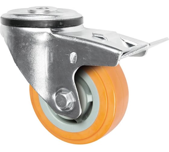 Изображение товара Колесная опора Inford под болт с тормозом усиленная полиуретановая E31 UPBP 125 HB3