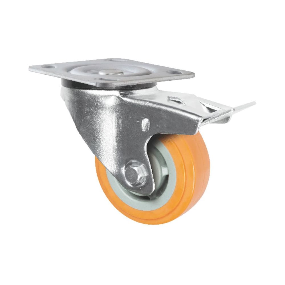 Изображение товара Поворотная колесная опора Inford с тормозом и панелью полиуретановая 100 мм