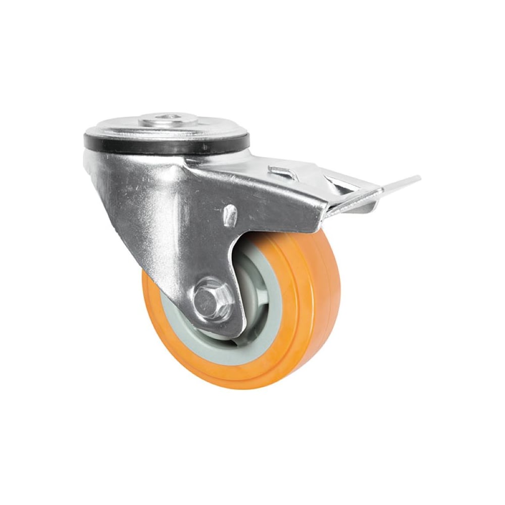 Изображение товара Промышленная колесная опора Inford под болт с тормозом 100 мм полиуретан