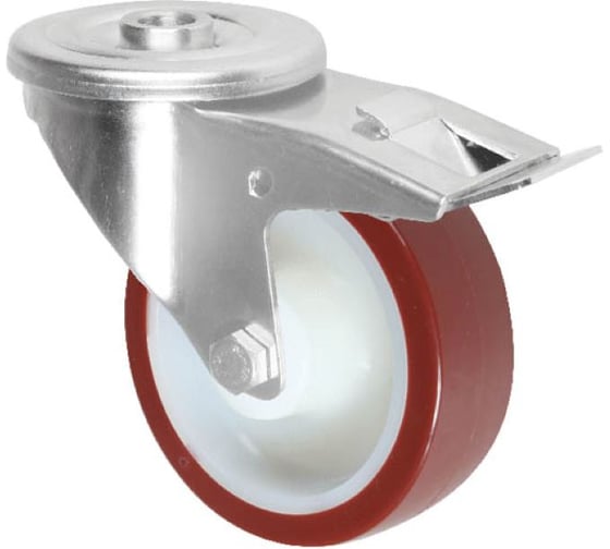 Изображение товара Колесная опора Inford поворотная с тормозом полиуретановая нержавеющая под болт E22 UNLM 125 HB3