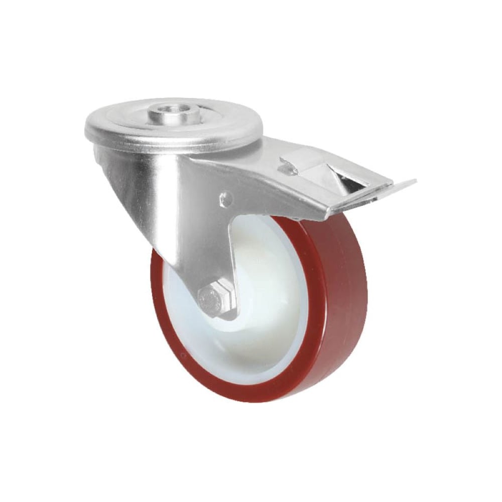 Изображение товара Колесная опора Inford поворотная с тормозом полиуретановая нержавеющая под болт E22 UNLM 080 HB3