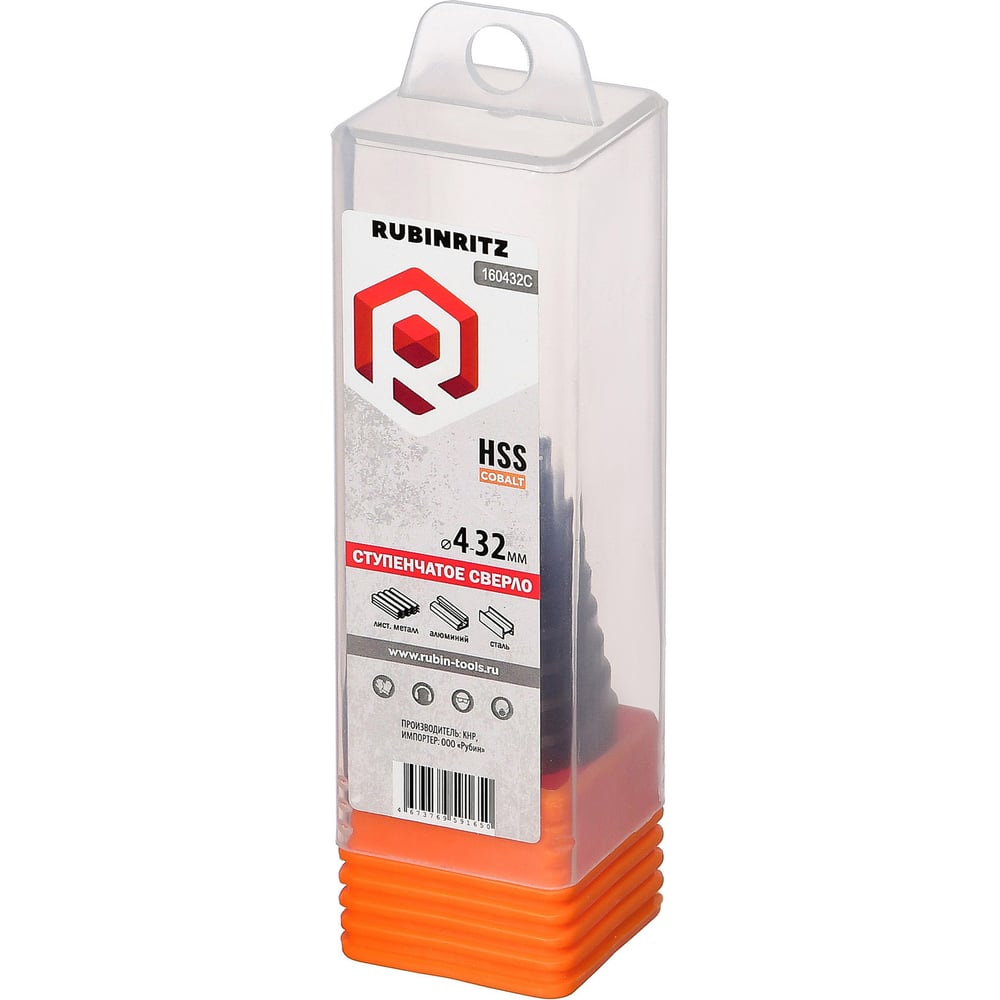 Изображение товара Ступенчатое сверло Rubinritz HSS-Со 4-32мм 15 ступеней металлический инструмент