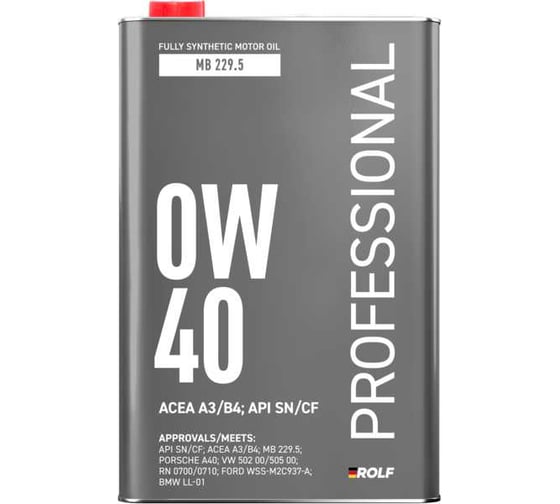 Изображение товара Моторное масло Rolf Professional 0W-40 A3/B4 SN/CF 1л (металл) 667175