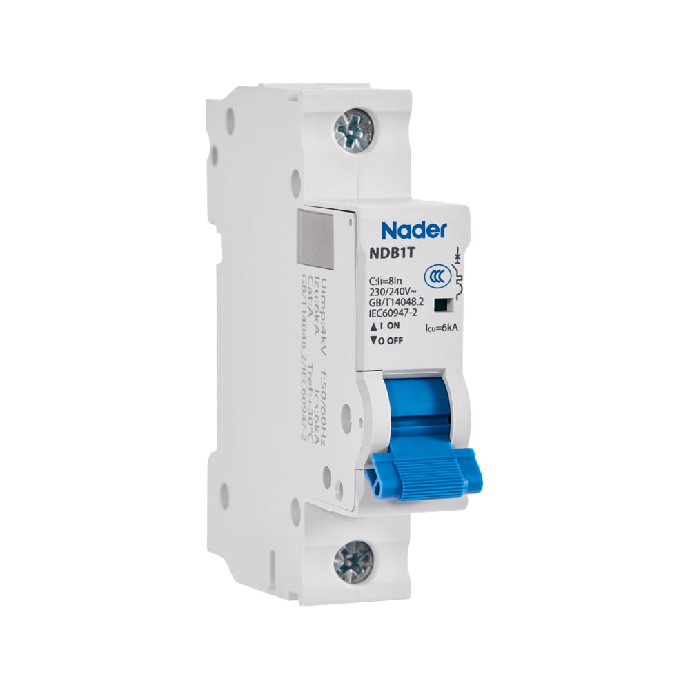 Изображение товара Модульный автоматический выключатель Nader NDB1T-63B16/1P 230В IP20 для защиты электросетей