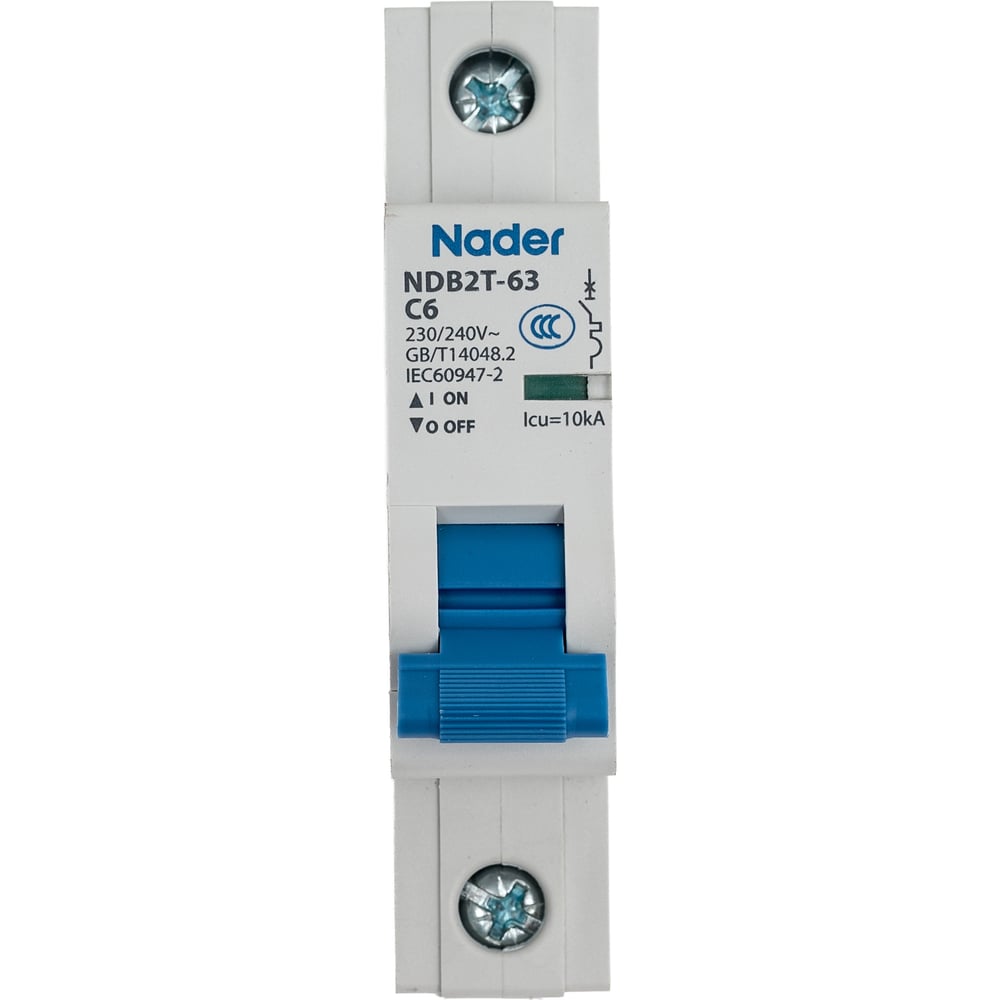Изображение товара Автоматический выключатель Nader NDB2T-63C6/1P для DIN-рейки 6 А Изображение товара Автоматический выключатель Nader NDB2T-63C6/1P для DIN-рейки 6 А