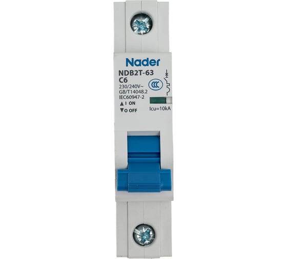 Изображение товара Модульный автоматический выключатель Nader NDB2T-63C6/1P 112500052