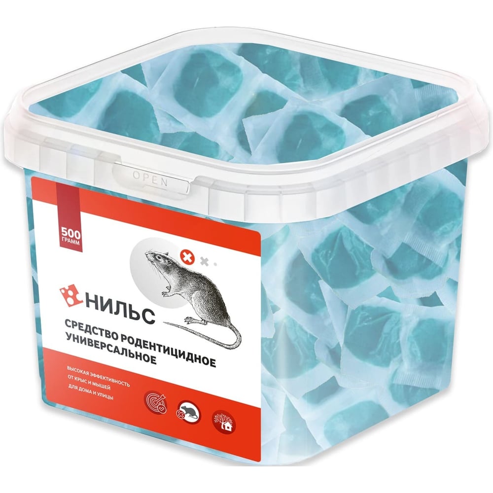Изображение товара Средство от крыс и мышей INTERFIX НИЛЬС 500г брикет Изображение товара Средство от крыс и мышей INTERFIX НИЛЬС 500г брикет