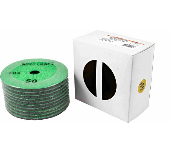 Изображение товара Диск алмазный гибкий Черепашка Fox (10 шт; 100 мм; № 50; мокрый рез) Novocraft PPTSW1010050