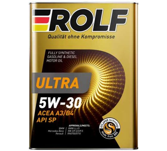 Изображение товара Моторное масло Rolf Ultra 5W-30 A3/B4 SP 1л (металл) 323103