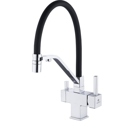 Изображение товара Смеситель для кухни FASHUN FARADAY для использования с фильтром питьевой воды, латунь, чёрный/хром, FA-T9375