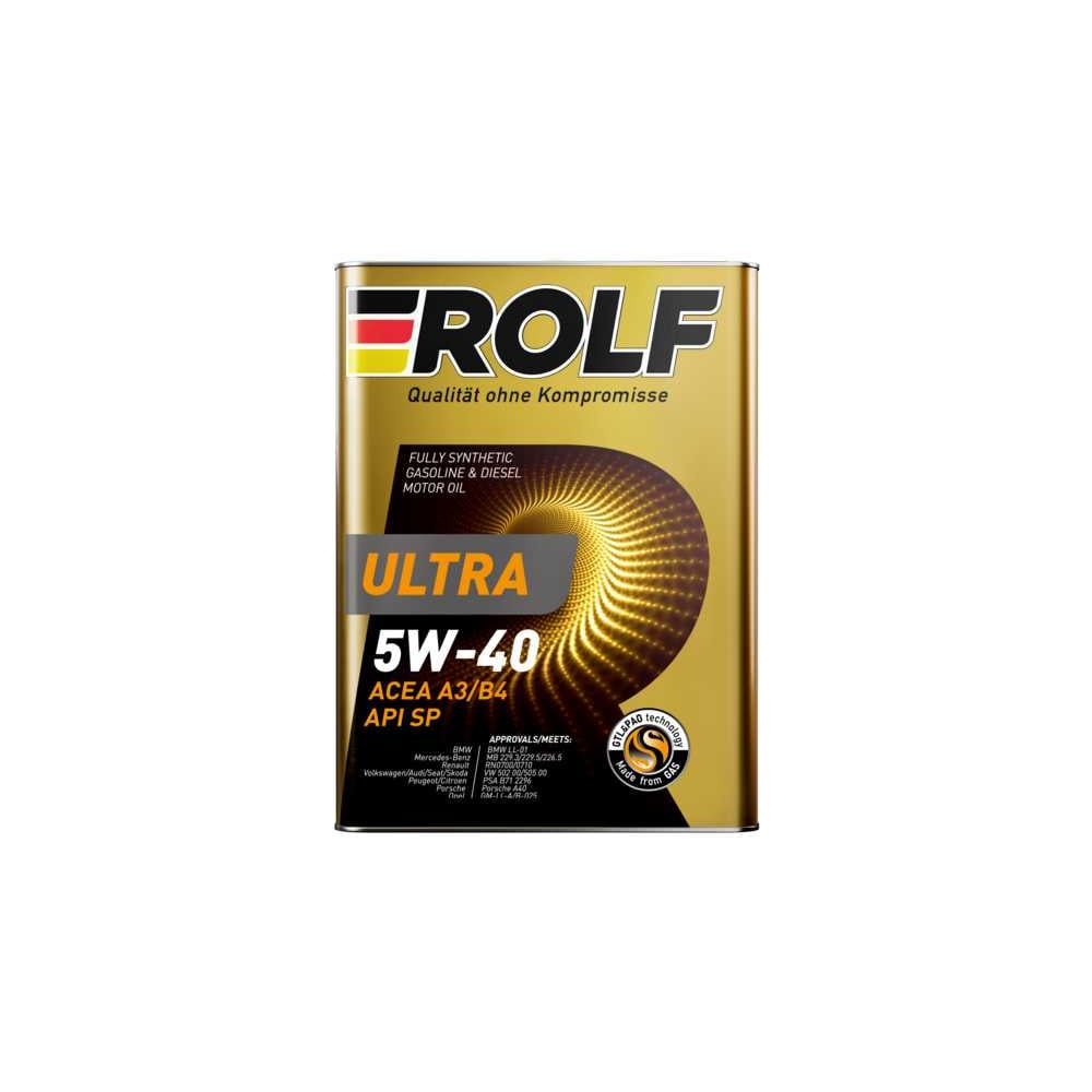 Изображение товара Моторное масло Rolf Ultra 5W-40 A3/B4 SP 4L синтетика для дизельных и легковых двигателей