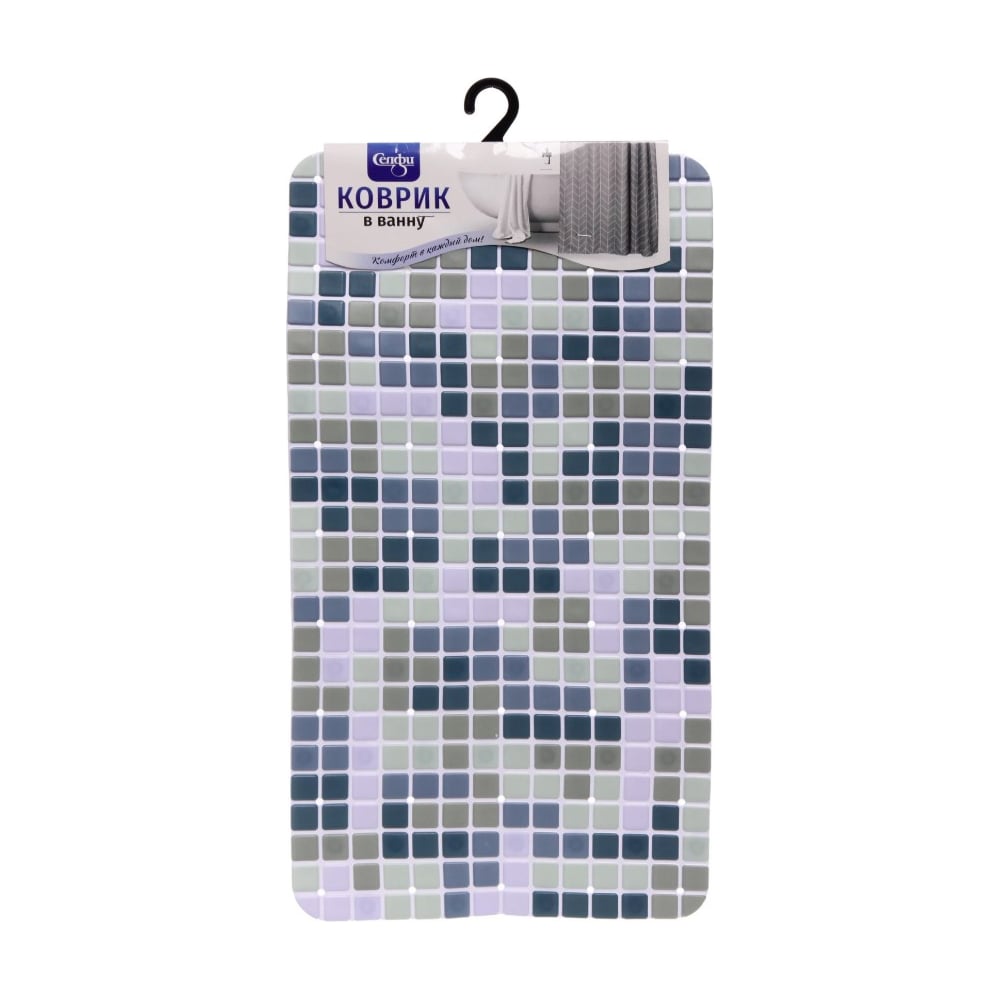 Изображение товара Коврик в ванну Селфи Орегон 64х34 сине-зеленый противоскользящий ПВХ