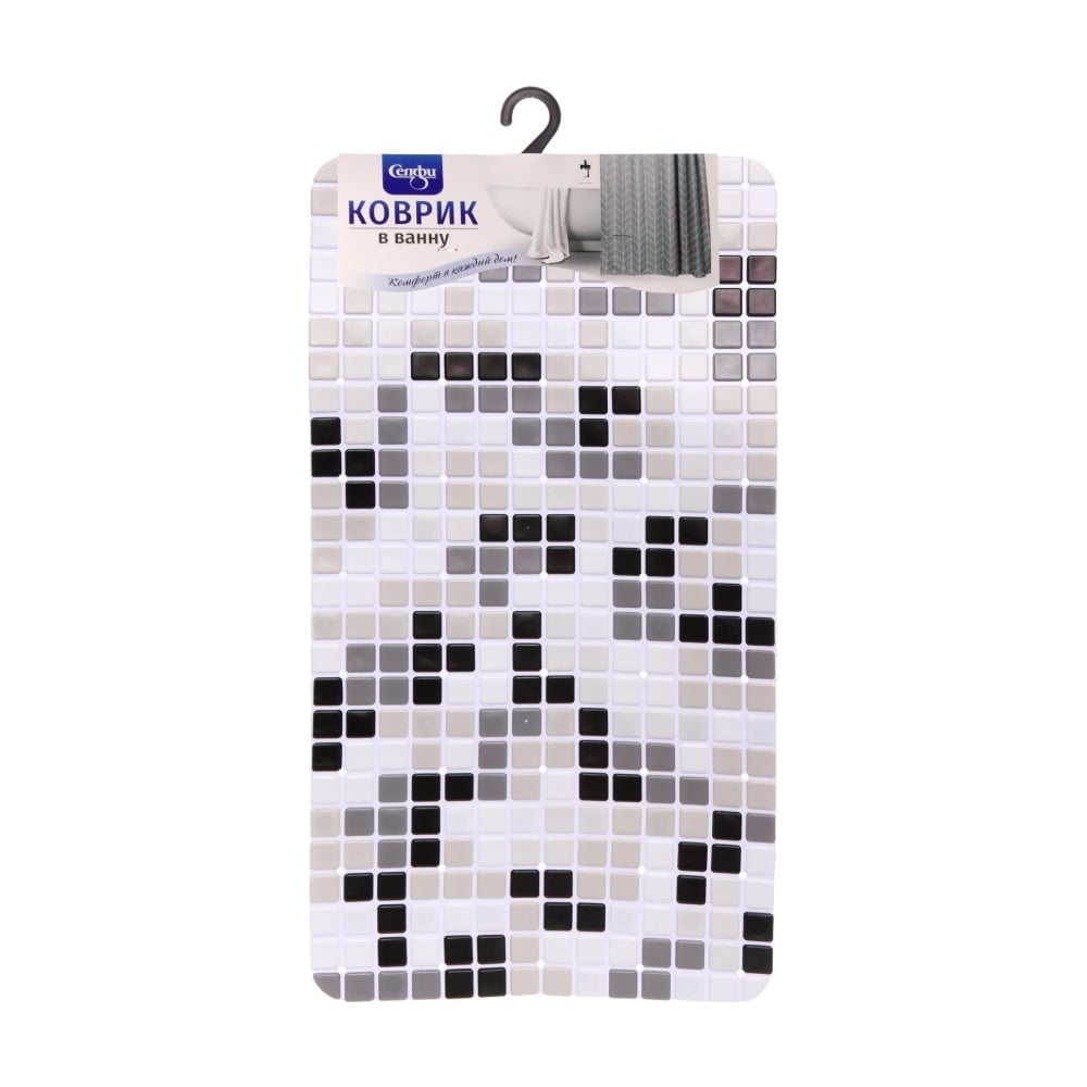 Изображение товара Коврик в ванную комнату Орегон 64х34 серо-черный ПВХ абстракция