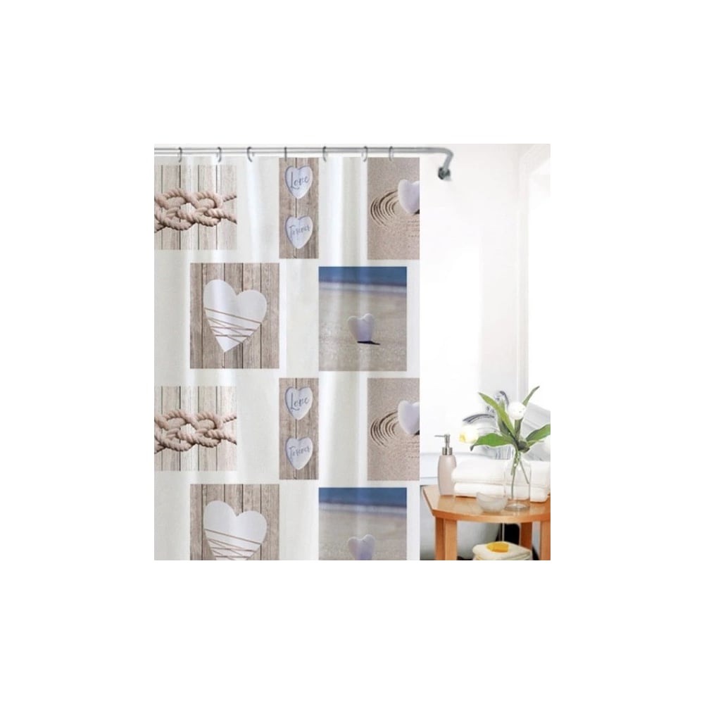 Изображение товара Штора для ванной Селфи EVA 180x180 Сердечки водоотталкивающая
