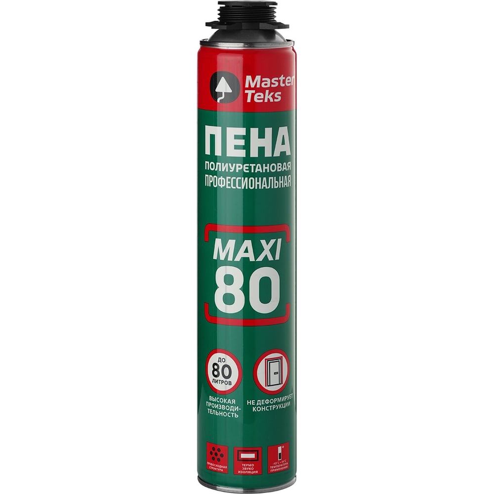 Изображение товара Профессиональная монтажная пена MASTERTEKS 80 Pro 890 мл для монтажных работ