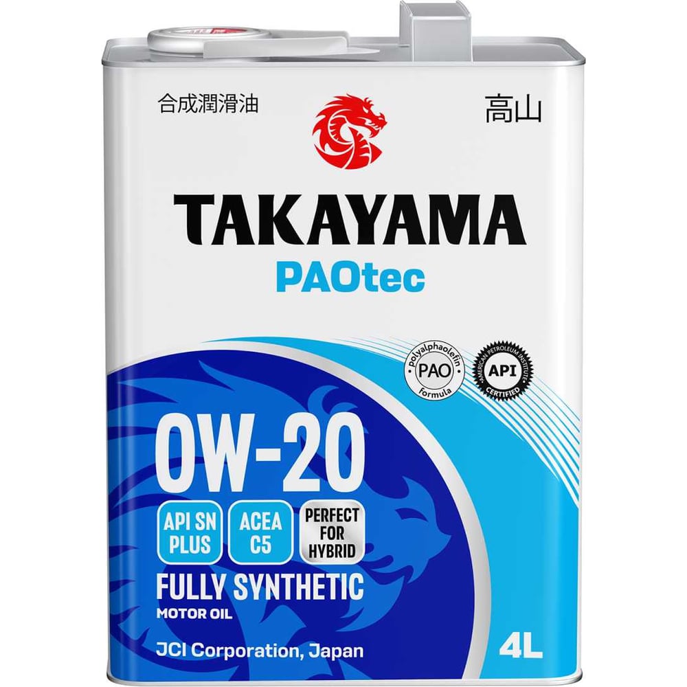 Изображение товара Автомобильное масло Takayama PAOtec 0W-20 C5 SN plus 4л