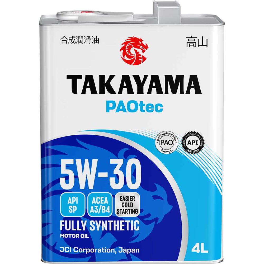 Изображение товара Автомасло Takayama PAOtec 5W-30 A3/B4 SP синтетическое 4л для легковых и грузовых авто