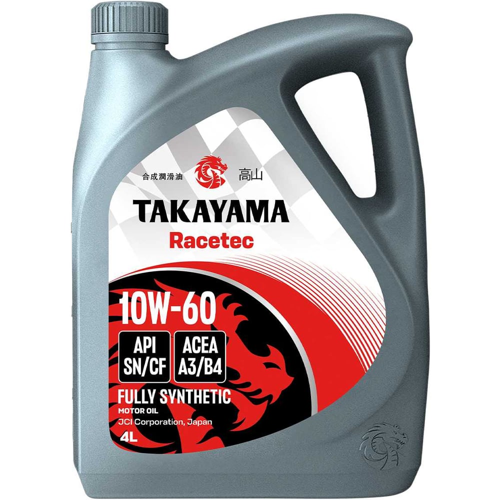 Изображение товара Автомобильное синтетическое масло Takayama Racetec 10W-60 для легковых грузовых автомобилей 4л