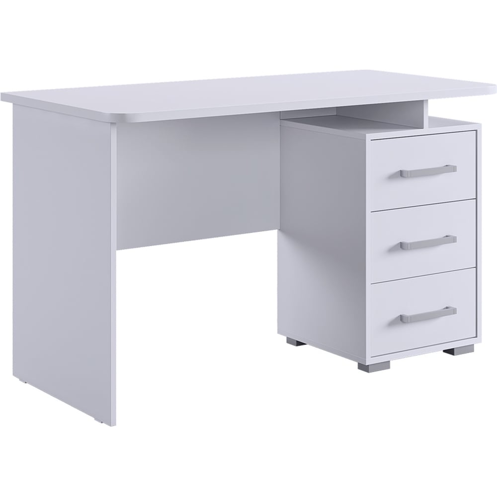 Изображение товара Современный белый компьютерный стол Лайт-2 1200 с ящиками и матовым покрытием