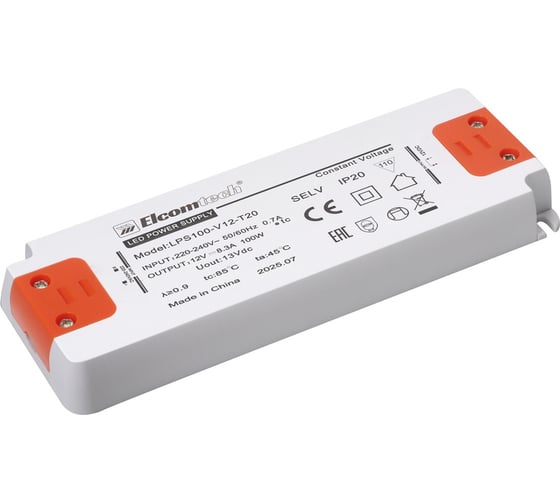 Изображение товара LED Драйвер ELCOMTECH 100W вход 220-240V,выход 12V 8,33A LPS100-V12-T20 УТ-00035272