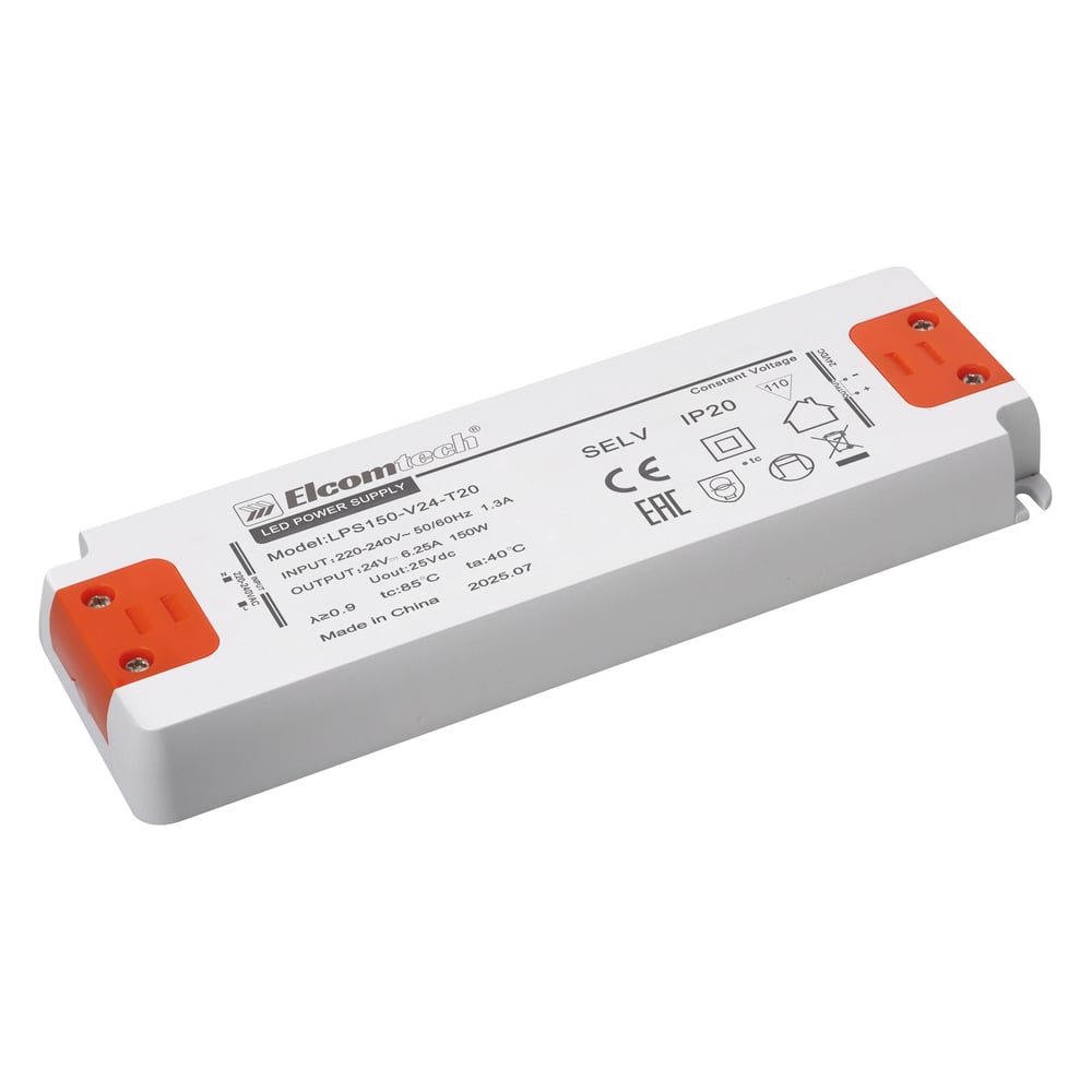 Изображение товара Драйвер ELCOMTECH LED 150W 24V 6 25A для светодиодных светильников