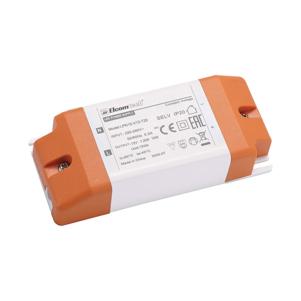 Изображение товара Драйвер ELCOMTECH LED 15W 12V для светодиодных светильников