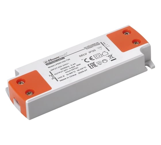 Изображение товара LED Драйвер ELCOMTECH 20W вход 220-240V,выход 24V 0,83A LPS20-V24-T20 УТ-00035265