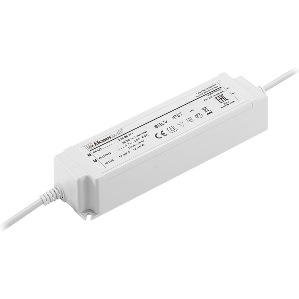 Изображение товара ELCOMTECH Драйвер LED 60W 12V IP67 для светодиодных светильников