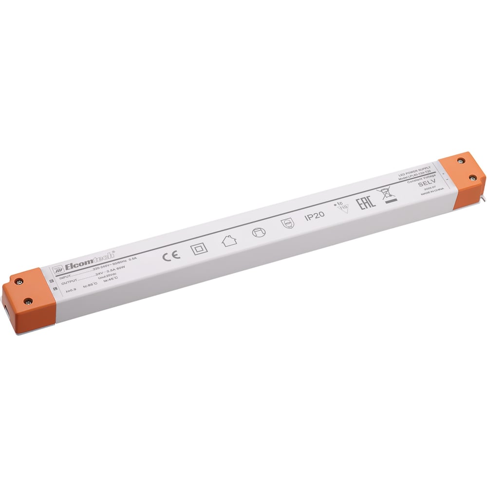 Изображение товара Драйвер ELCOMTECH LED 60W 220-240V 24V 2,5A LPL60-V24-T20