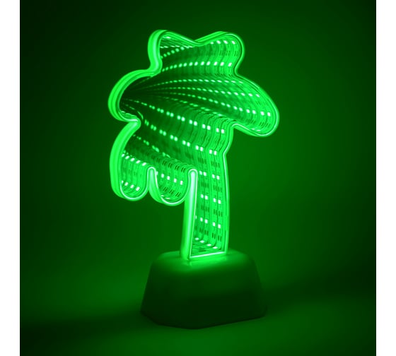 Изображение товара Зеркальный светодиодный ночник OGM Пальма, зеленый, 3хАА, пластик, 115х72х185мм/NL-04