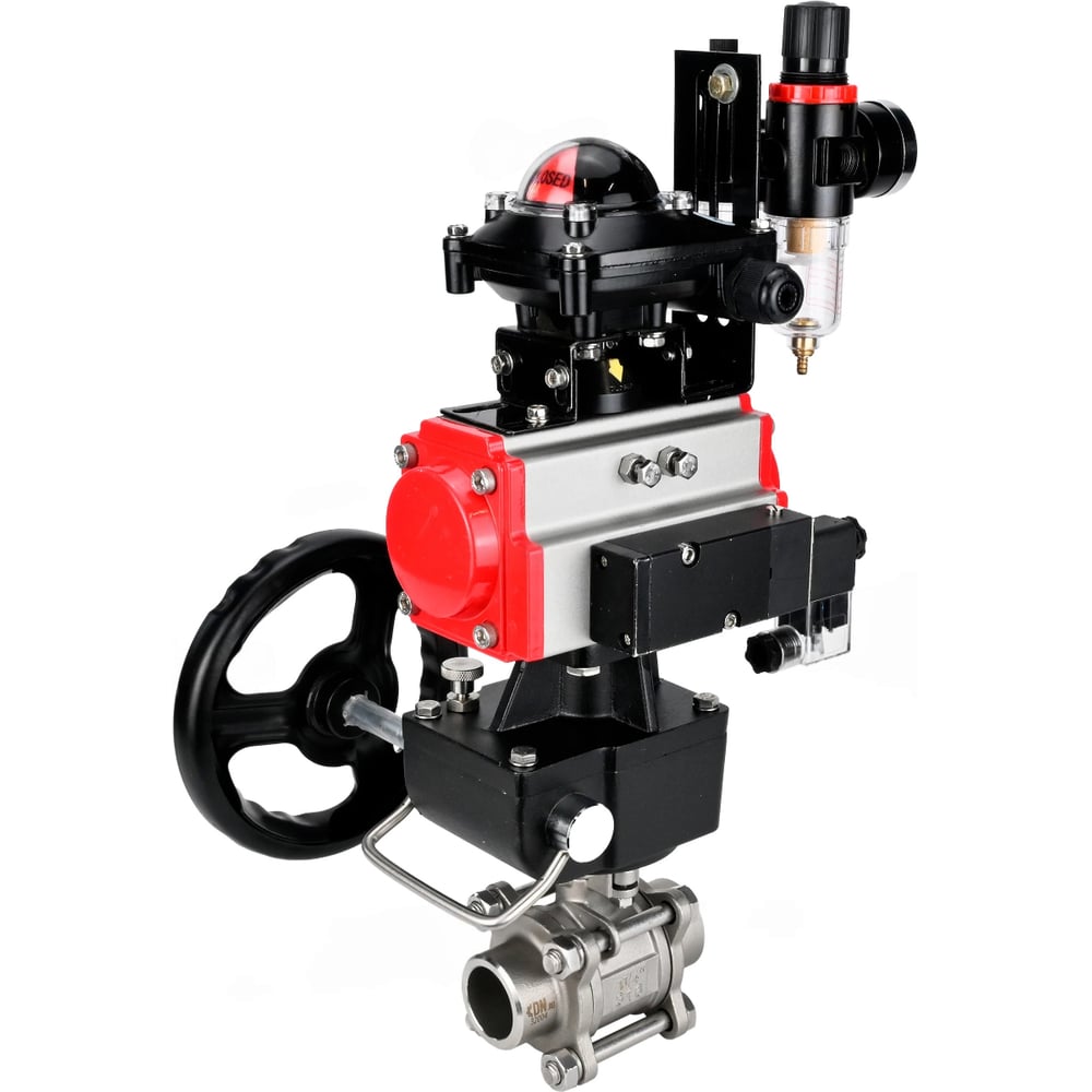 Изображение товара Кран шаровой DN.ru 316-316-PTFE-FP-W-ISO-H WDVF Ду40 с пневмоприводом