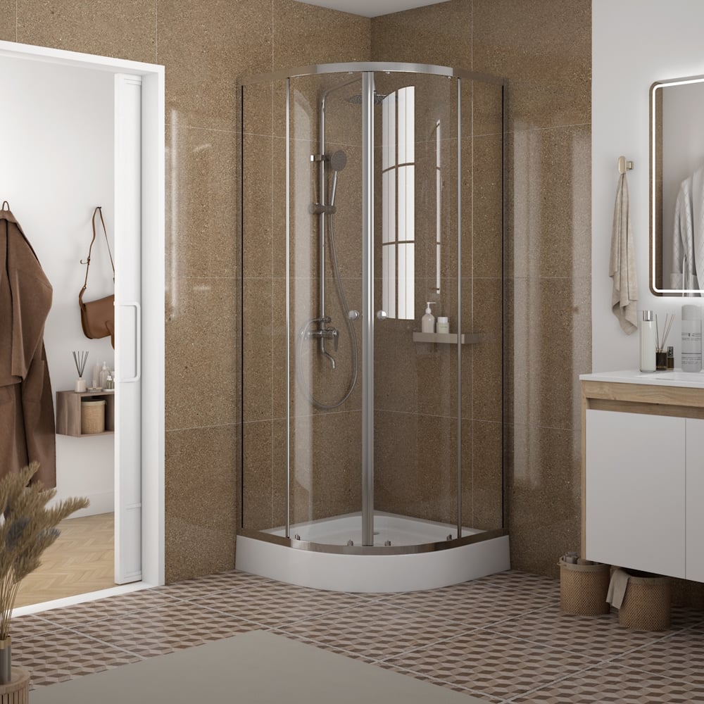 Изображение товара Душевой уголок Teymi 80х80 с поддоном стекло прозрачное закаленное профиль хром глянцевый Lina сифон клик-клак в комплекте T00501 T00501 ЦБ-00272610