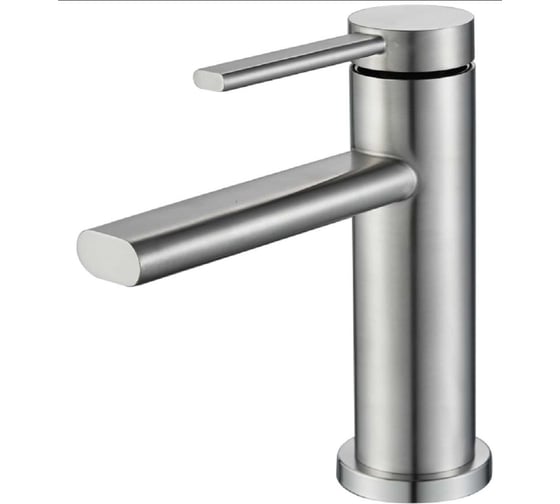 Изображение товара Смеситель для раковины, для умывальника OUTE матовый хром 164 мм, однорычажное управление, фиксированный излив, на гайке, нержавеющая сталь T40701