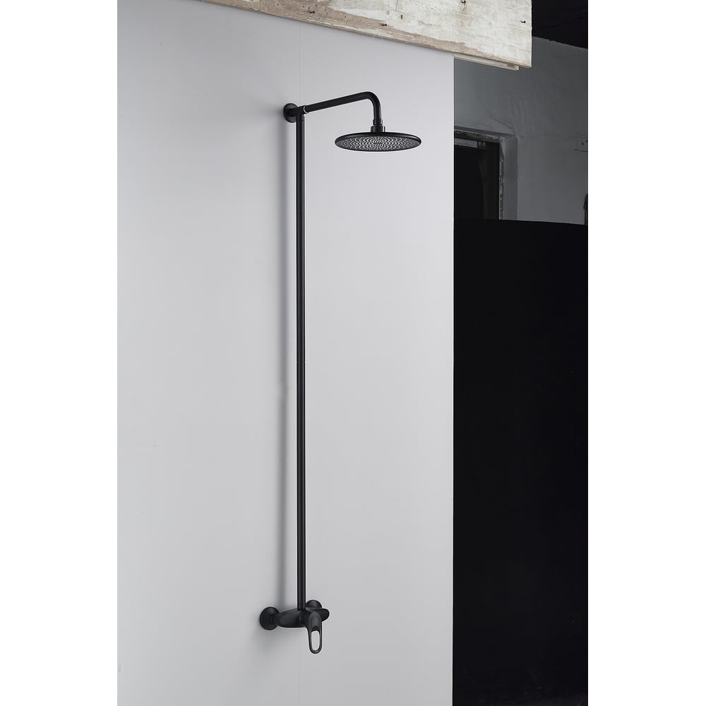 Изображение товара Душевая стойка зонт для душевой кабины ALOUTE с тропическим душем и смесителем черный матовый